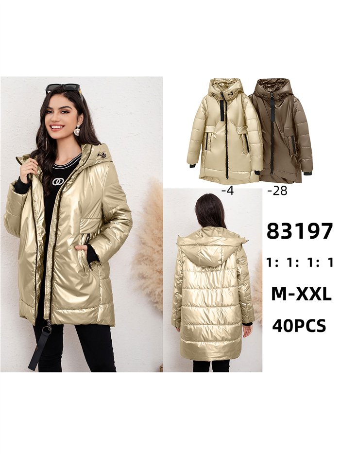 Anorak amplio metalizado capucha