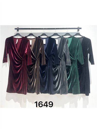 Vestido terciopelo cruzado drapeado