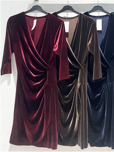 Vestido terciopelo cruzado drapeado 2