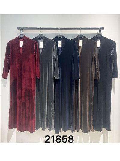 Vestido largo terciopelo escote pico