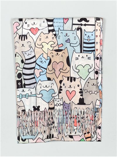 Bufanda gatitos flecos