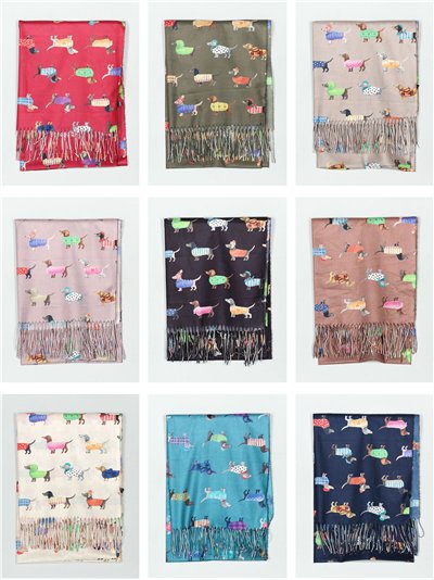 Bufanda perro salchicha flecos 2