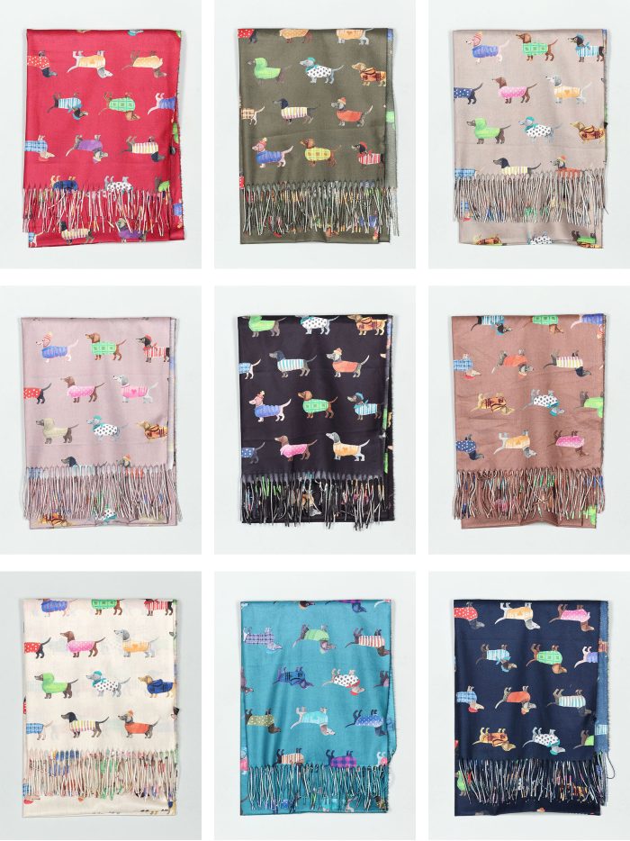 Bufanda perro salchicha flecos