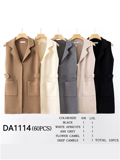 Chaleco largo de punto con solapas 2