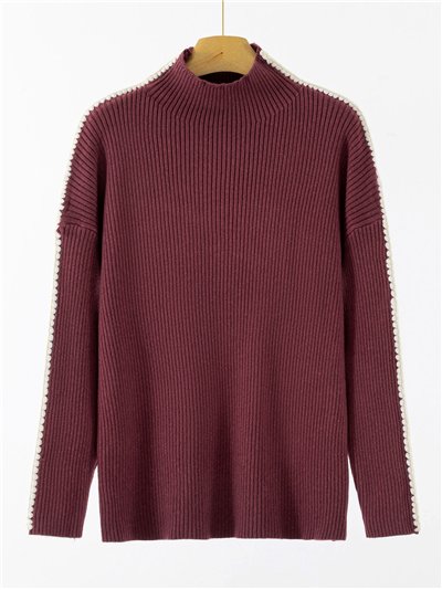 Jersey canalé ribetes contraste cuello perkins 