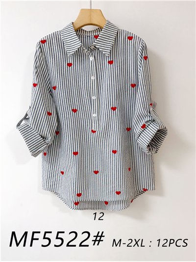 Blusa rayas con corazones bordados 2