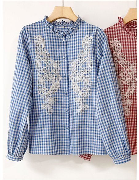 Camisa cuadros bordados