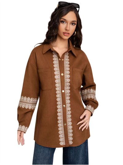 Sobrecamisa bordado efecto ante