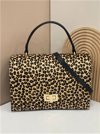 Bolso de mano piel animal print con pelo 2