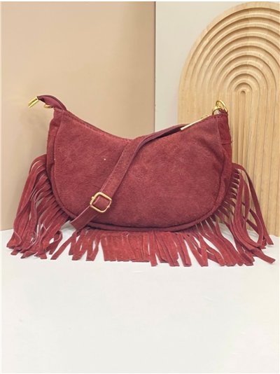 Bandolera piel serraje con flecos 2