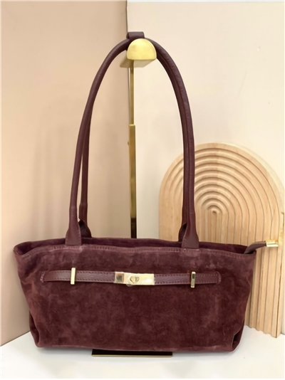 Bolso de hombro piel serraje baguette 2