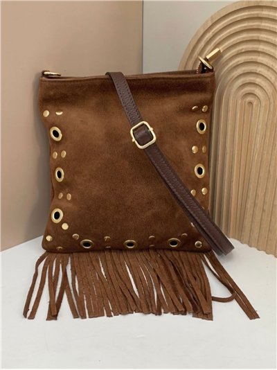 Bandolera piel serraje tachas y flecos 2