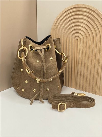 Borsa a sacco in pelle scamosciata con borchie - AB-CO25074 2