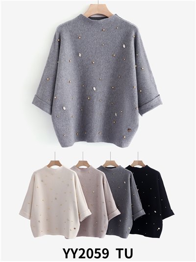 Jersey oversize con perlas y brillos 2