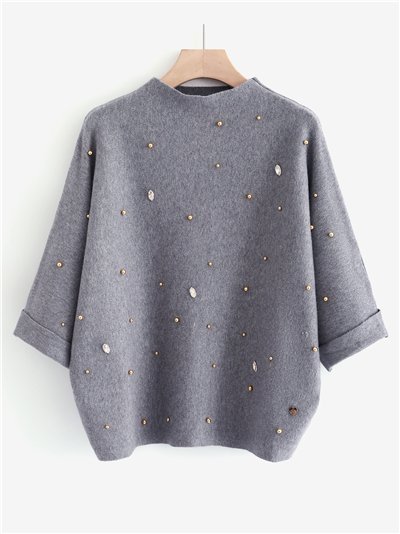 Jersey oversize con perlas y brillos