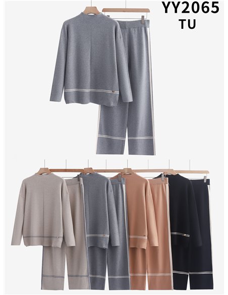 Conjunto Jersey contraste + Pantalón