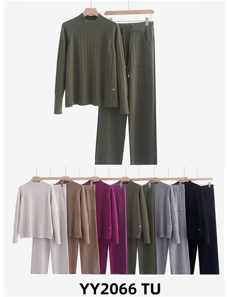 Conjunto Jersey canalé + Pantalón