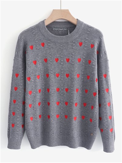Jersey de corazones bordados