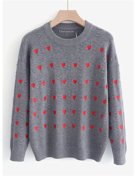 Jersey de corazones bordados