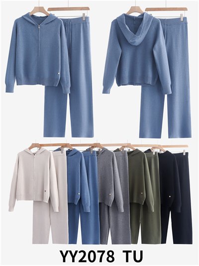 Conjunto Sudadera punto capucha cremallera + Pantalón 2