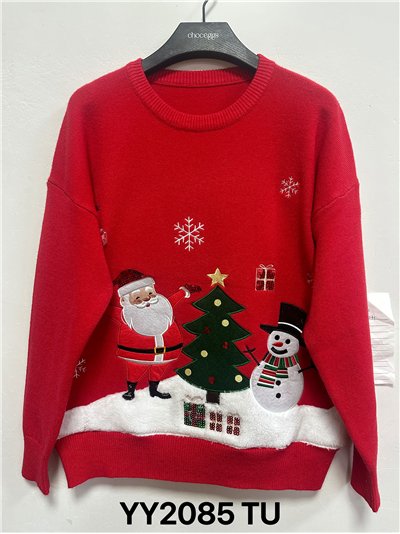 Jersey navideño Papá Noel y muñeco de nieve