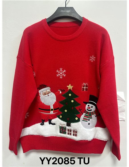 Jersey navideño Papá Noel y muñeco de nieve