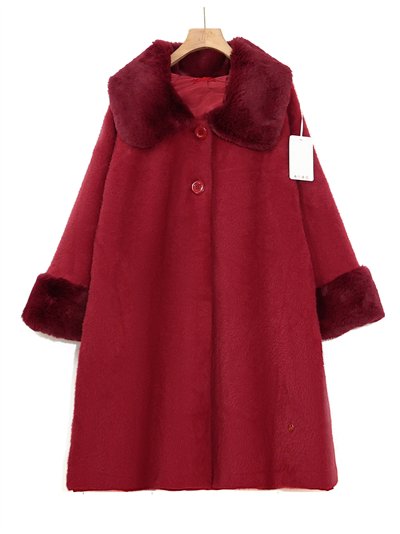 Abrigo largo talla grande cuello pelo