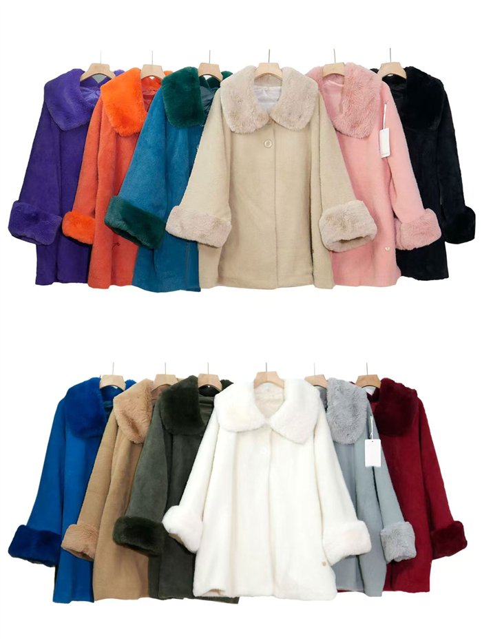 Abrigo corto talla grande cuello pelo