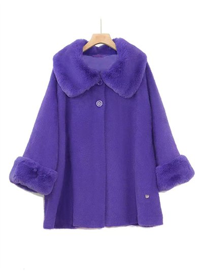 Abrigo corto talla grande cuello pelo