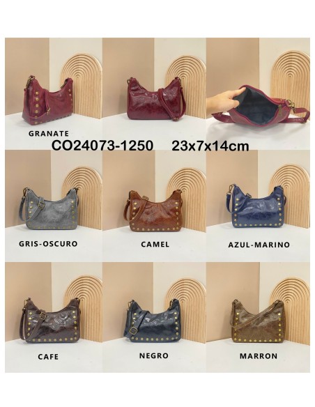 Bolso bandolera piel tachas