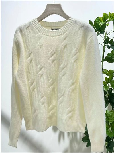 Jersey trenzado cuello redondo