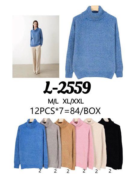 Jersey punto chenilla cuello vuelto