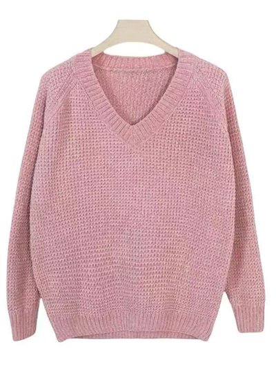 Jersey punto chenilla cuello pico