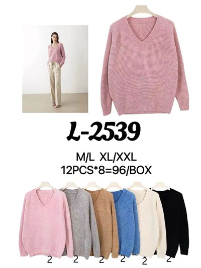 Jersey punto chenilla cuello pico 2