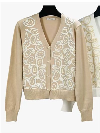 Cárdigan bordado con perlas