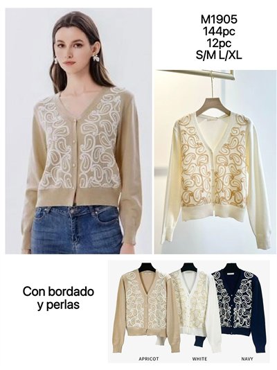 Cárdigan bordado con perlas 2