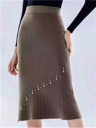 Falda de punto con pedrería