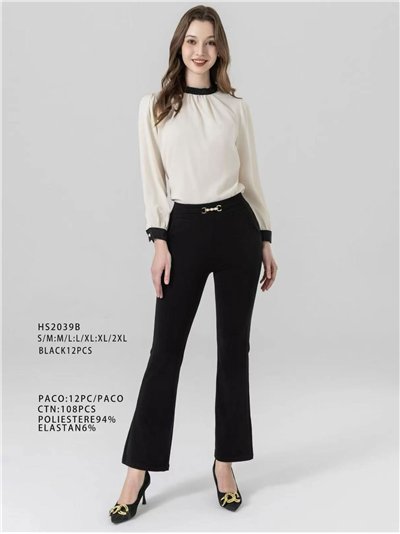 Pantalón flare detalle metálico 2