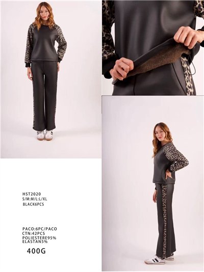 Conjunto Sudadera animal print con forro polar + Pantalón 2