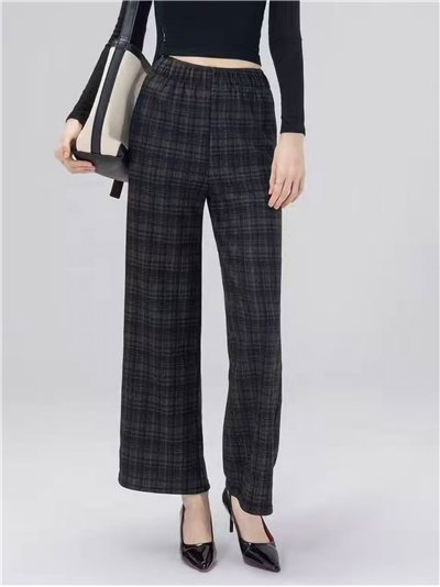 Pantalón wide-leg cuadros