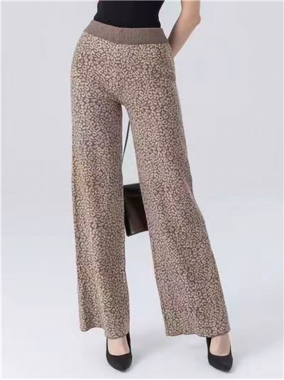 Pantalón recto punto animal print