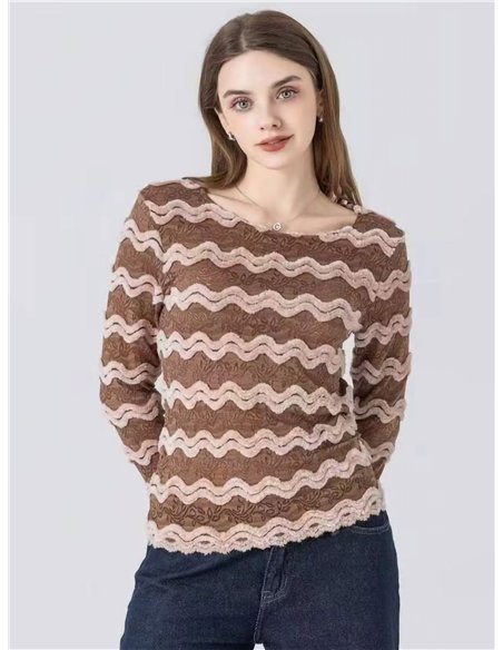 Camiseta encaje zigzag
