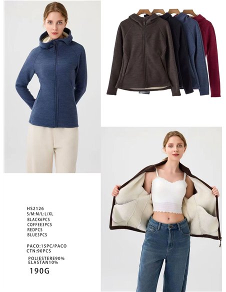 Hooded jacket with sherpa lining