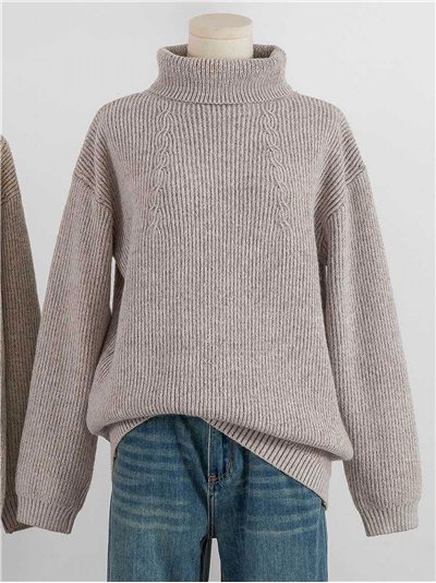 Jersey estructura trenzas cuello vuelto