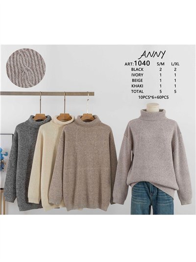 Jersey estructura trenzas cuello vuelto 2