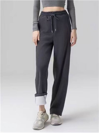 Pantalón de chándal canalé afelpado