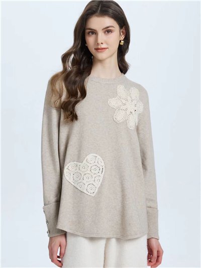 Jersey amplio aplique corazón