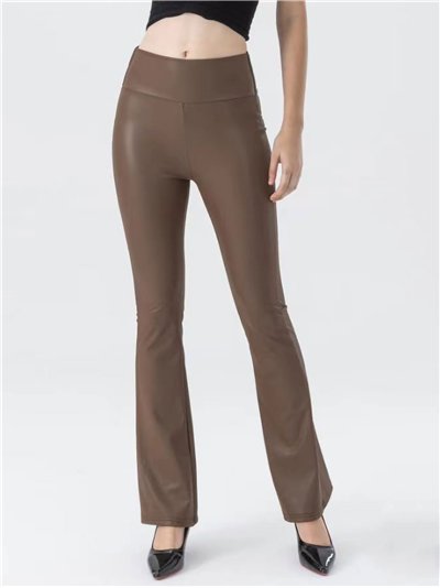 Leggings flare efecto piel afelpado
