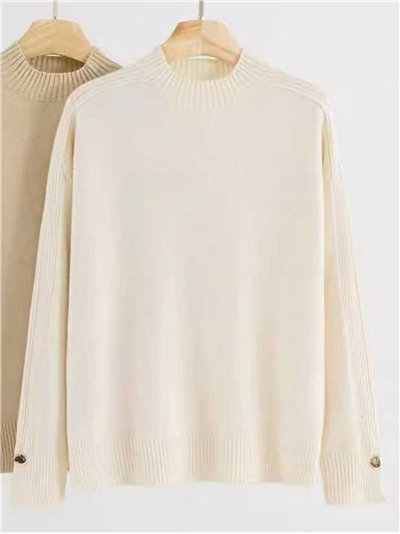 Jersey cuello perkins botones en puño