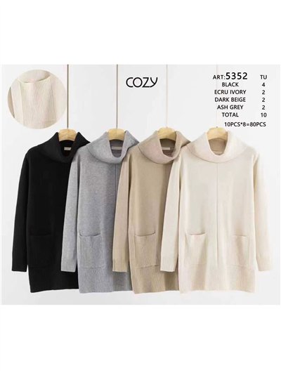 Jersey largo cuello vuelto con bolsillos 2